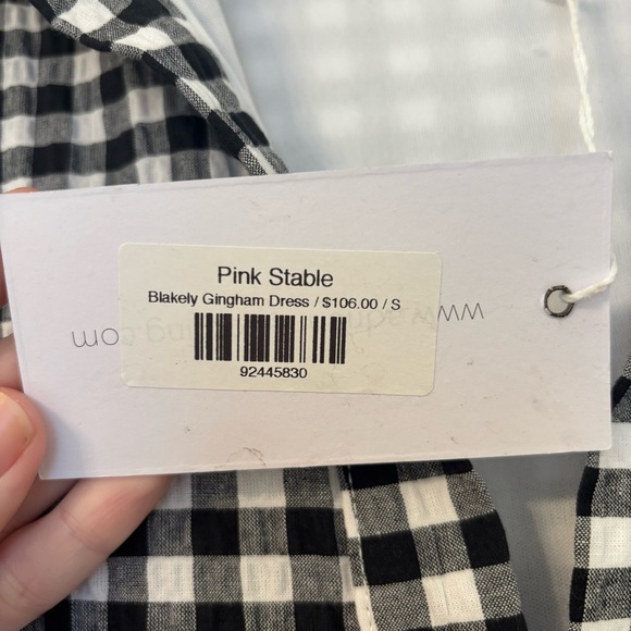 NWT Adrienne Black & White Gingham Midi Dress with Side Slits - Picture 3 of 9